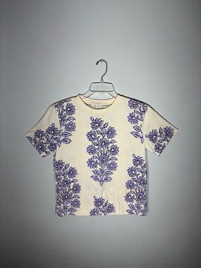 J. CREW Broken-In Jersey T-Shirt in Blooming Lilac Block Print Size Medium